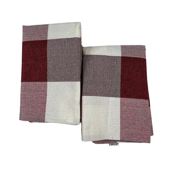 Hwy 50 Pair Throw Pillow Covers Zip Red Buffalo Check 18 x 18 - Picture 2 of 9